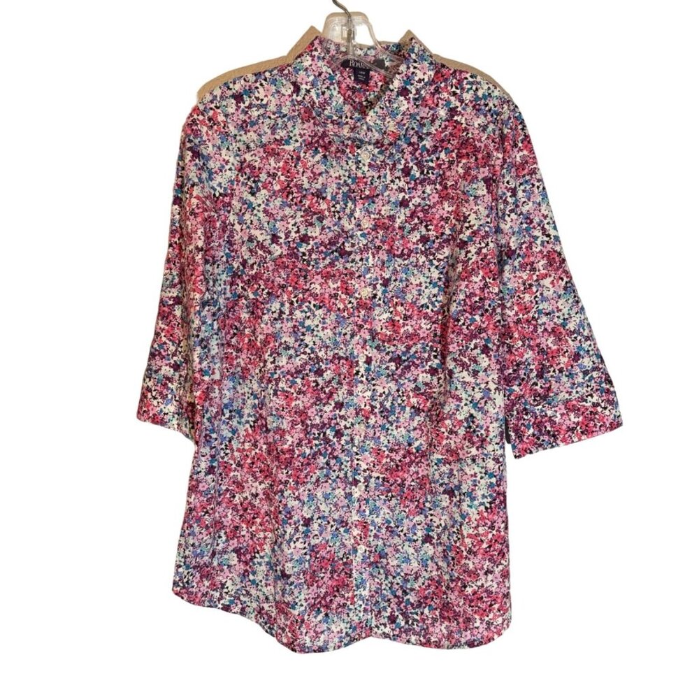Roamans Womens Floral Tunic Top 14W 3/4 Sleeve Cotton/Poly Blend women blouse. - Picture 5 of 12